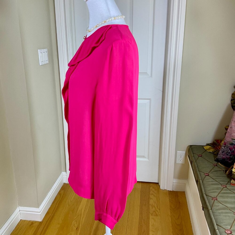 Kate Spade Blouse Long Sleeve Ruffle Collar Pink (8) - Picture 2 of 8